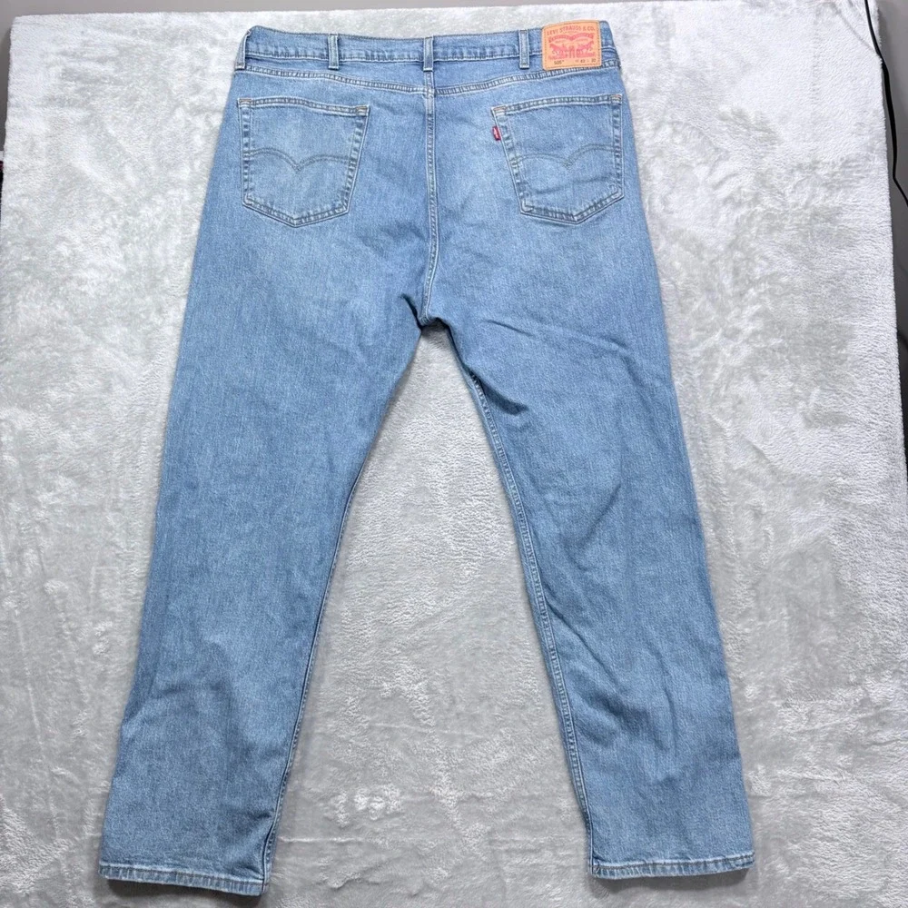 Levi's 505 Regular Fit Jeans Mens 42x32 Light Blue Stretch Straight Leg Denim